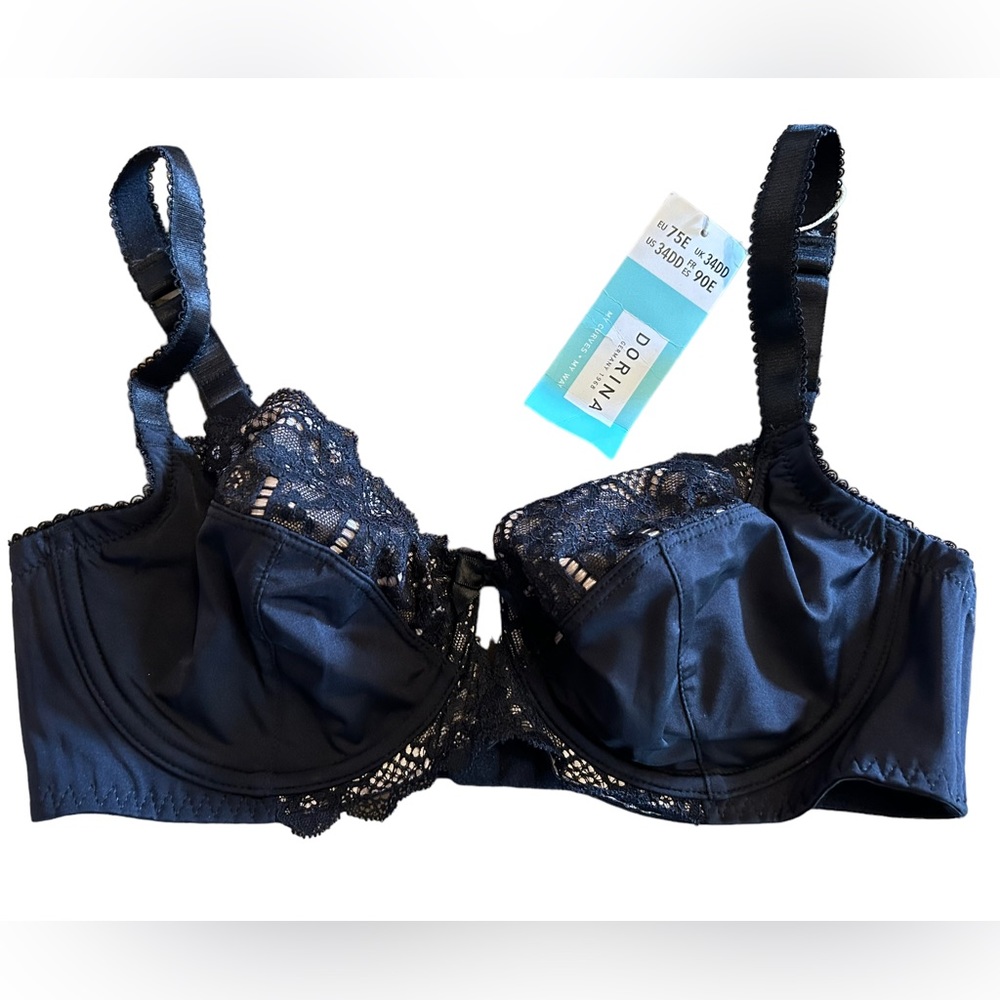 DORINA 34 DD black & lace underwire bra NWT